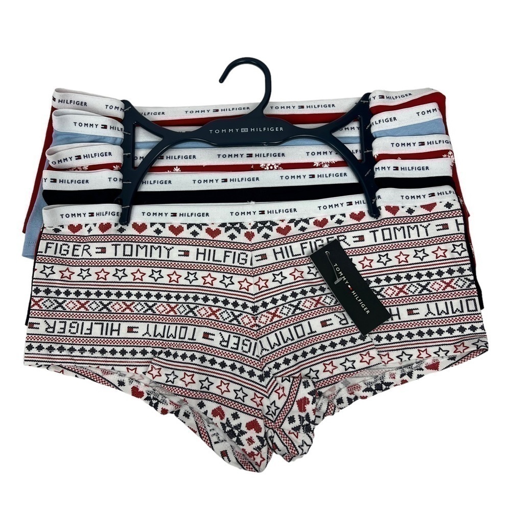 NWT TOMMY HILFIGER Women’s Panties Sz Medium Pkg/ 5 Logo Stitch Boyshorts